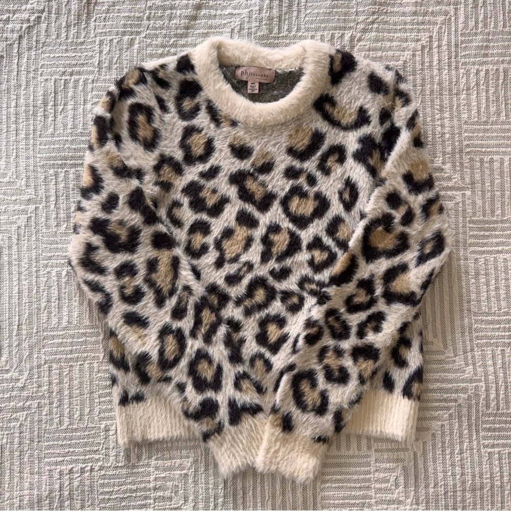 Philosophy Leopard Print Fuzzy Sweater 🐆🤎 - Picture 2 of 7